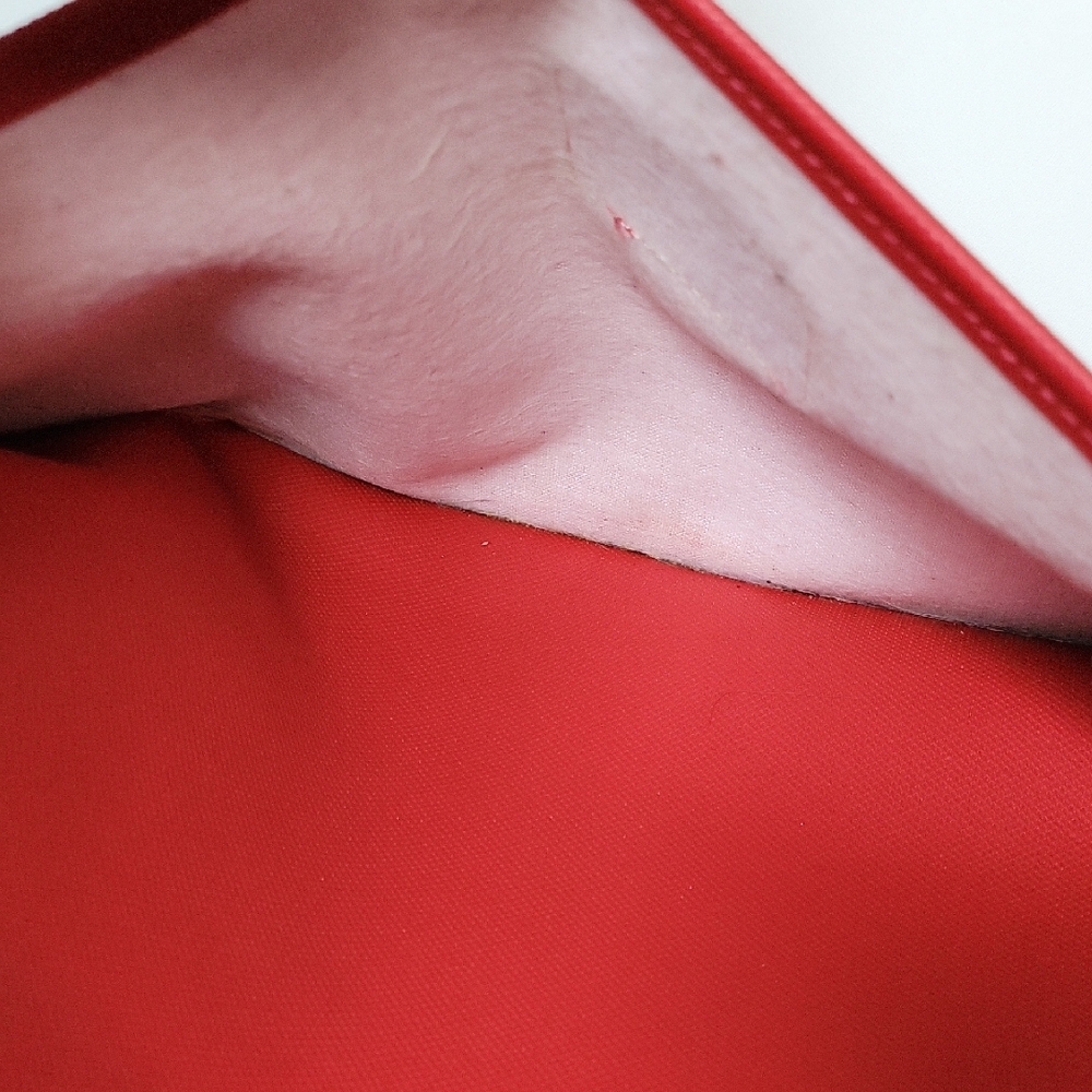 Lacoste Red Vinylon Crossbody Bag with Embossed Logo and Navy Rib Trim - Picture 7 of 9